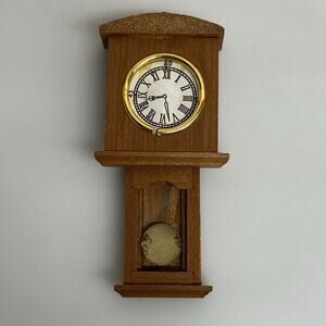 Vintage Dollhouse Accessories Wall Clock Wood Miniatures Reevesline #2552